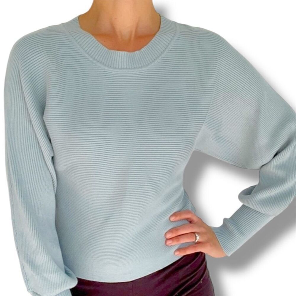 Pink Rose Vintage Balloon Sleeve Rib Knit Long Sleeve Sweater Women’s Medium